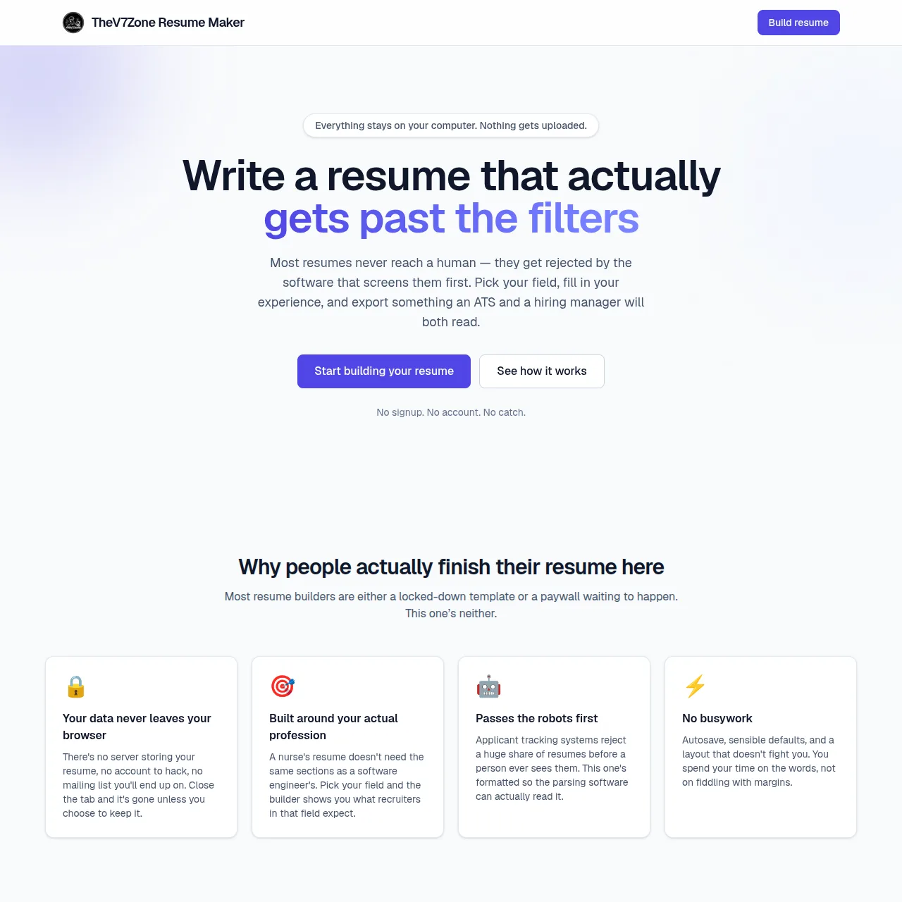 Screenshot of V7 Resume